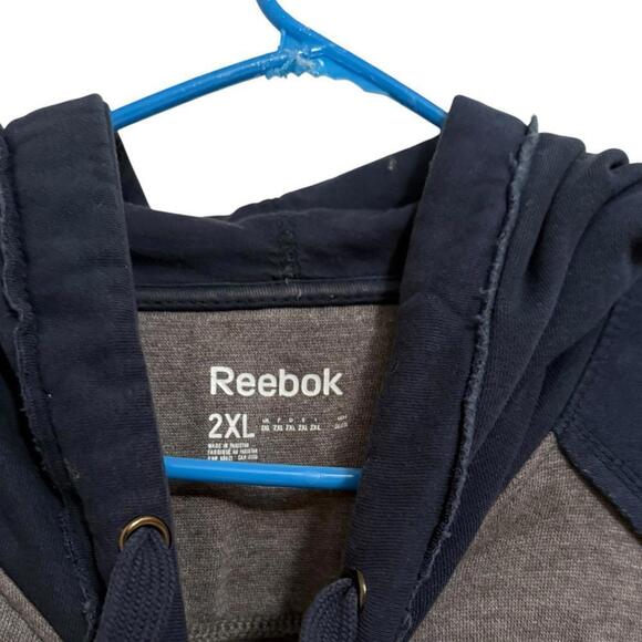 Reebok 2XL Vintage 2007 Hoodie Gray and Navy Blue - Picture 3 of 5